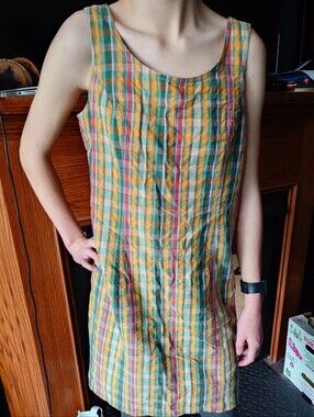 Liz Claiborne Sport Sleeveless Multi-colour Plaid Shift Dress